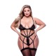 Sexy Strappy Lace Teddy With Garters Black Erotic Lingerie 