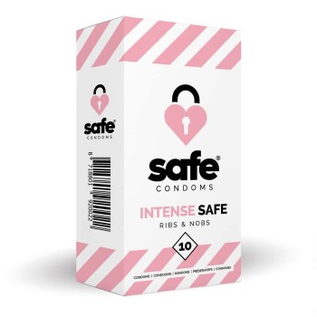 Προφυλακτικά Με Ραβδώσεις Και Κουκκίδες - Safe Condoms Intense Safe Ribs & Nobs 10pcs