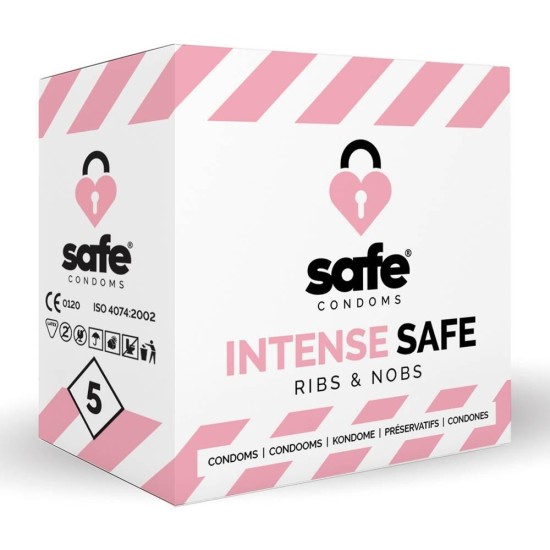 Προφυλακτικά Με Ραβδώσεις Και Κουκκίδες - Safe Condoms Intense Safe Ribs & Nobs 5pcs Sex & Ομορφιά 