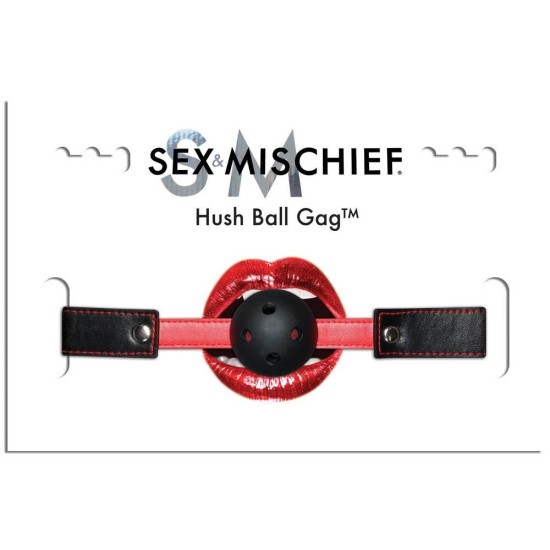 Δερμάτινο Φίμωτρο - Sex & Mischief Hush Ball Gag Black/Red Fetish Toys 