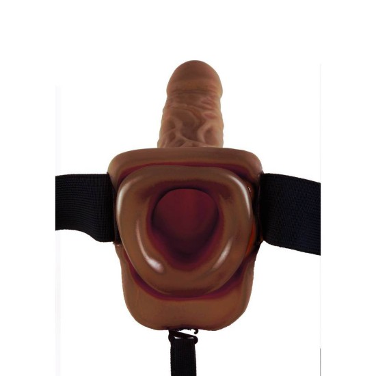 Hollow Strap On with Balls Brown 24cm Sex Toys