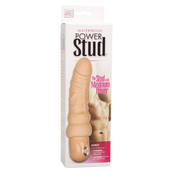 Κυρτός Ρεαλιστικός Δονητής - Power Stud Curvy Vibrator Beige Sex Toys 