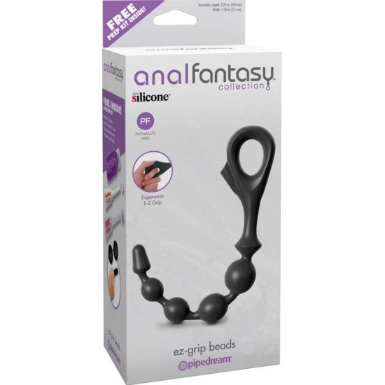 Pipedream EZ Grip Silicone Anal Beads Black Sex Toys