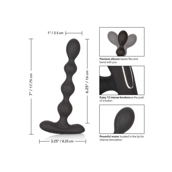 Επαναφορτιζόμενες Πρωκτικές Μπίλιες - Calexotics Eclipse Slender Beads Black Sex Toys 