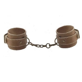 Δερμάτινες Χειροπέδες - Premium Bonded Leather Cuffs For Hands Brown