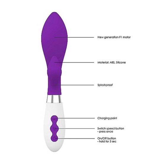 Επαναφορτιζόμενος Rabbit Δονητής - Achelois Rechargeable Rabbit Vibrator Purple Sex Toys 