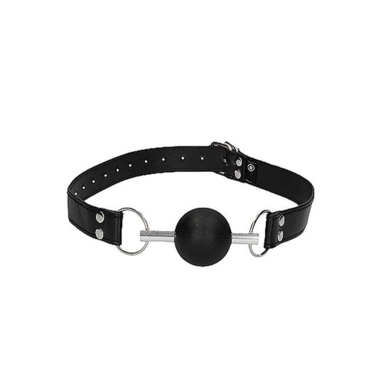 Ouch Solid Ball Gag With Bonded Leather Straps Black Fetish Toys 