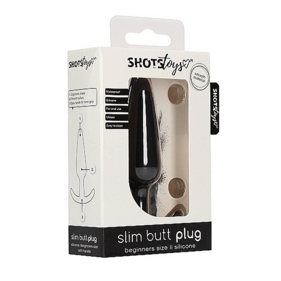 Σφήνα Σιλικόνης - Silicone Slim Butt Plug Beginners Size Black Sex Toys 