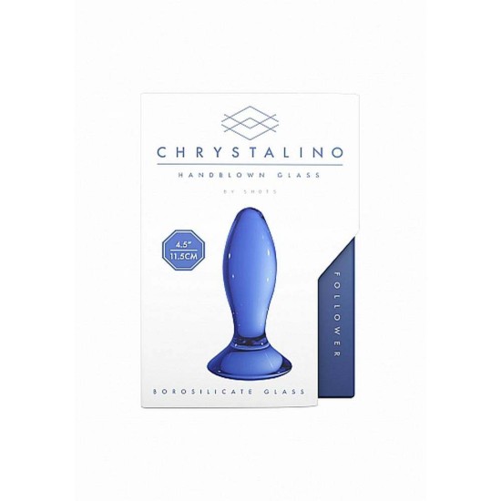 Γυάλινη Πρωκτική Σφήνα - Chrystalino Follower Glass Butt Plug Blue Sex Toys 
