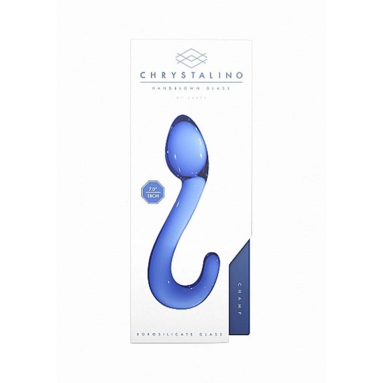 Γυάλινο Ομοίωμα - Chrystalino Champ Glass Dildo Blue Sex Toys 