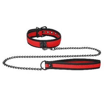 Ouch Neoprene Collar With Leash Red