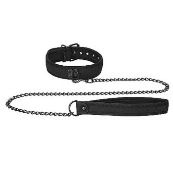 Ouch Neoprene Collar With Leash Black