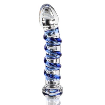 G Spot Gemstone Curved Glass Dildo Blue/Clear