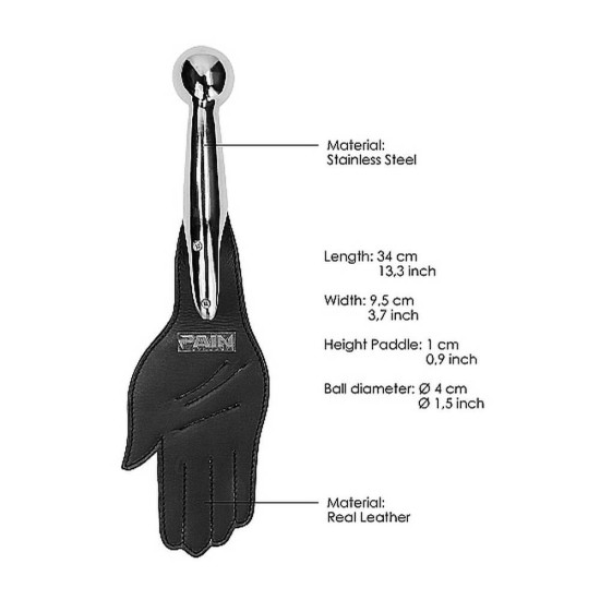 Δερμάτινο Paddle Με Ατσάλινο Dildo - Ball Metal Handle Saddle Leather Hand Paddle Sex Toys 