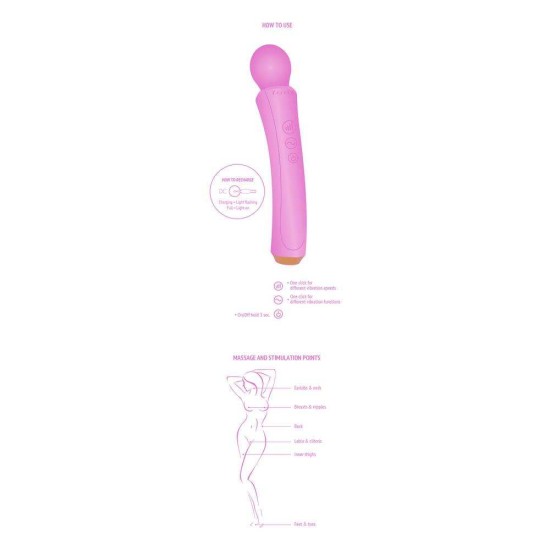 Επαναφορτιζόμενη Συσκευή Μασάζ - The Curved Wand Power Massager Fuchsia Sex Toys 