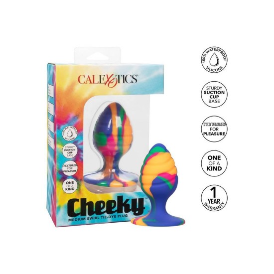 Πολύχρωμη Σφήνα Σιλικόνης - Cheeky Medium Swirl Tie Dye Plug Multicolour Sex Toys 