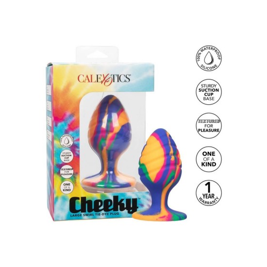 Πολύχρωμη Σφήνα Σιλικόνης - Cheeky Large Swirl Tie Dye Plug Multicolour Sex Toys 