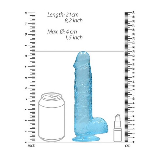 Μαλακό Ρεαλιστικό Πέος - Crystal Clear Realistic Dildo With Balls Blue 20cm Sex Toys 
