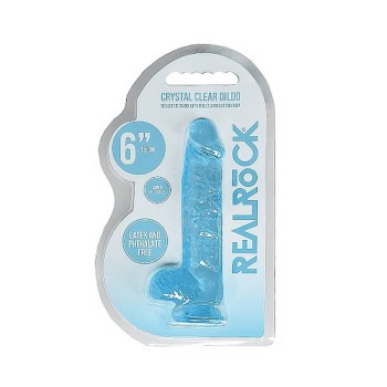Crystal Clear Realistic Dildo With Balls Blue 15cm