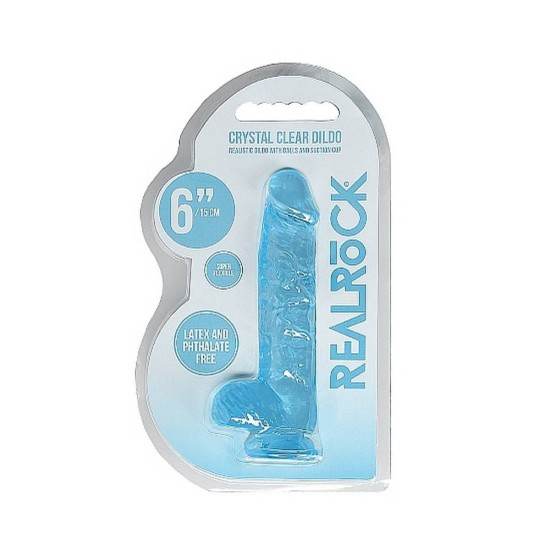 Crystal Clear Realistic Dildo With Balls Blue 15cm Sex Toys