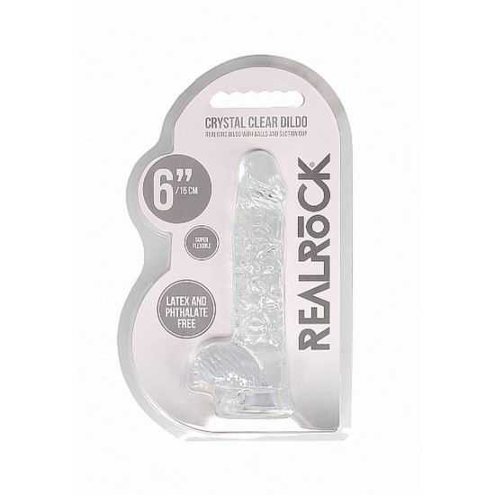Μαλακό Ρεαλιστικό Πέος - Crystal Clear Realistic Dildo With Balls Clear 15cm Sex Toys 