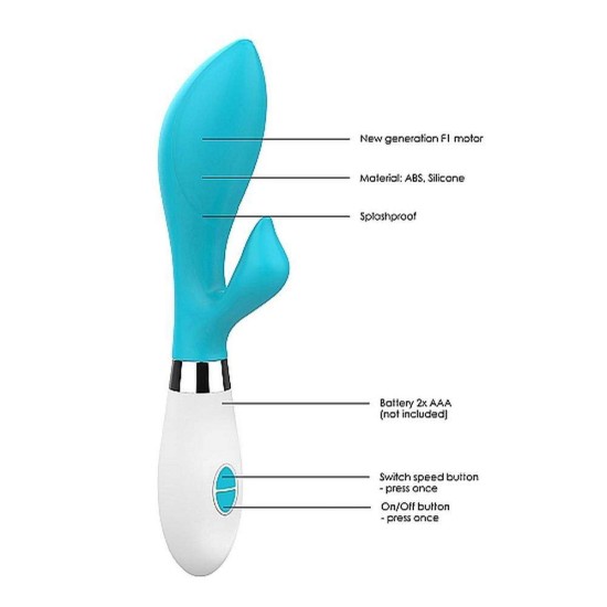 Achelois Silicone Rabbit Vibrator Cyan Sex Toys