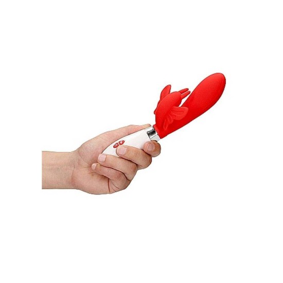 Rabbit Δονητής Σιλικόνης - Alexios Silicone Rabbit Vibrator Red Sex Toys 