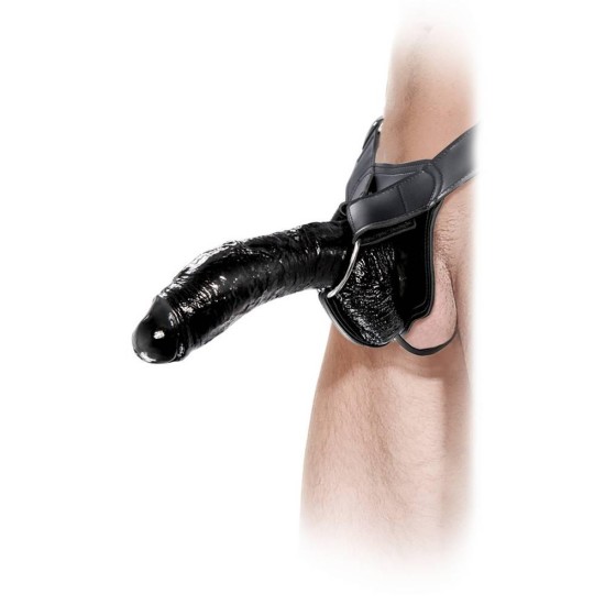 Μεγάλο Κούφιο Ομοίωμα Με Ζώνη - Extreme Hollow Strap On Black 24cm Sex Toys 