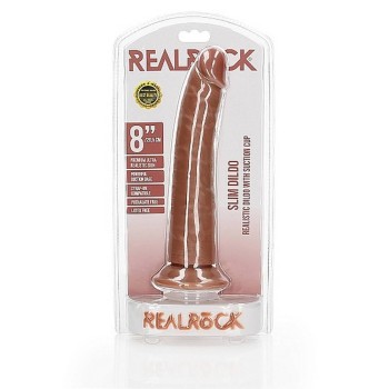 Slim Realistic Dildo With Suction Cup Brown 20cm