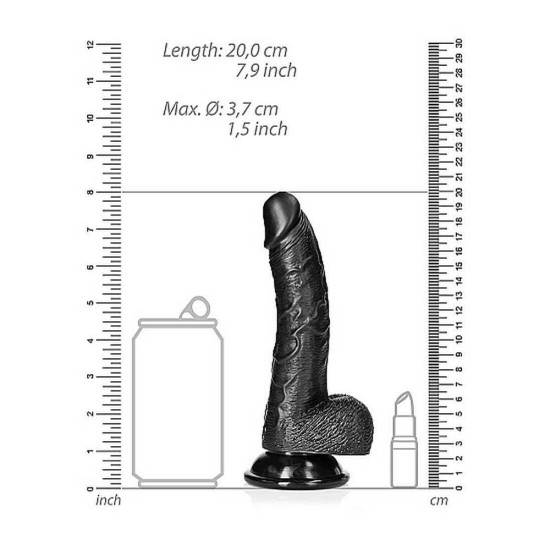 Curved Realistic Dildo With Balls Black 18cm Sex Toys