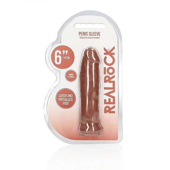 Realrock Realistic Penis Extender Brown 16cm Sex Toys