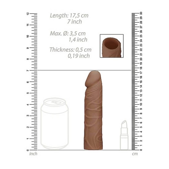 Realrock Realistic Penis Extender Brown 17cm Sex Toys