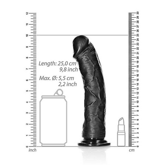 Κυρτό Ρεαλιστικό Πέος - Curved Realistic Dildo With Suction Cup Black 23cm Sex Toys 