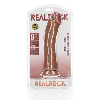 Curved Realistic Dildo With Suction Cup Brown 23cm