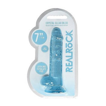 Crystal Clear Realistic Dildo With Balls Blue 18cm