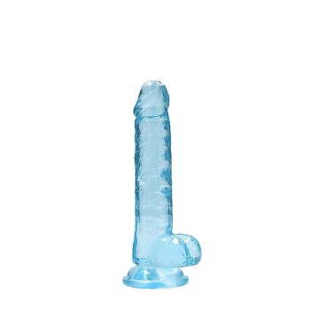 Crystal Clear Realistic Dildo With Balls Blue 18cm