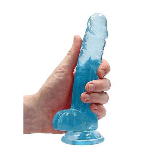 Crystal Clear Realistic Dildo With Balls Blue 18cm Sex Toys