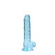 Crystal Clear Realistic Dildo With Balls Blue 18cm Sex Toys