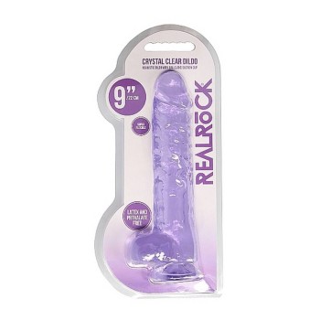 Crystal Clear Realistic Dildo With Balls Purple 22cm