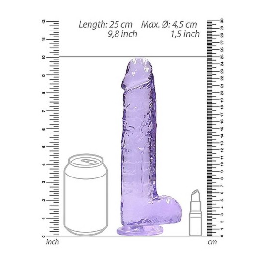Μαλακό Ρεαλιστικό Πέος - Crystal Clear Realistic Dildo With Balls Purple 22cm Sex Toys 