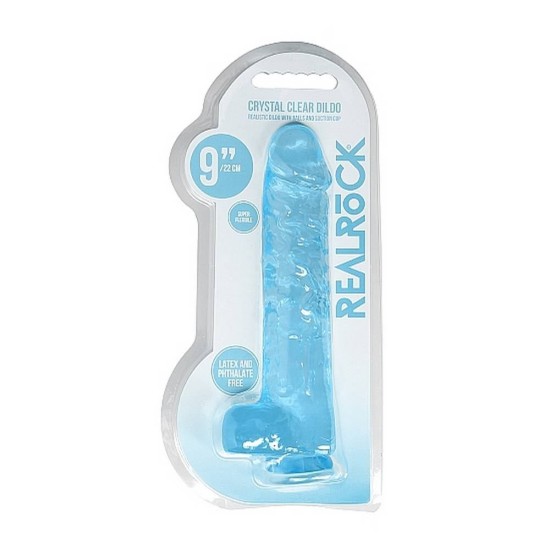 Μαλακό Ρεαλιστικό Πέος - Crystal Clear Realistic Dildo With Balls Blue 22cm Sex Toys 