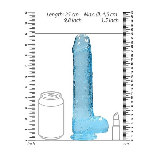 Crystal Clear Realistic Dildo With Balls Blue 22cm Sex Toys