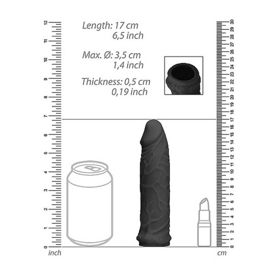 Ρεαλιστικό Κάλυμμα Πέους - Realrock Realistic Penis Extender Black 16cm Sex Toys 