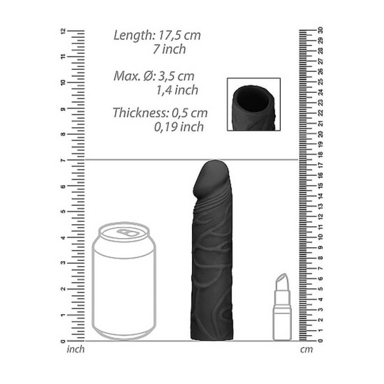 Realrock Realistic Penis Extender Black 17cm Sex Toys