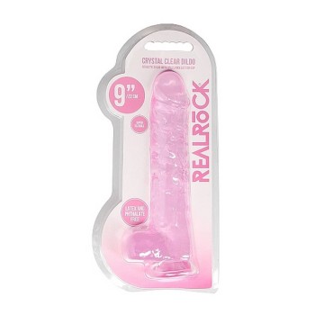 Crystal Clear Realistic Dildo With Balls Pink 22cm