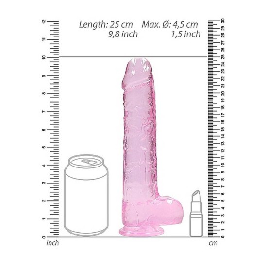 Μαλακό Ρεαλιστικό Πέος - Crystal Clear Realistic Dildo With Balls Pink 22cm Sex Toys 