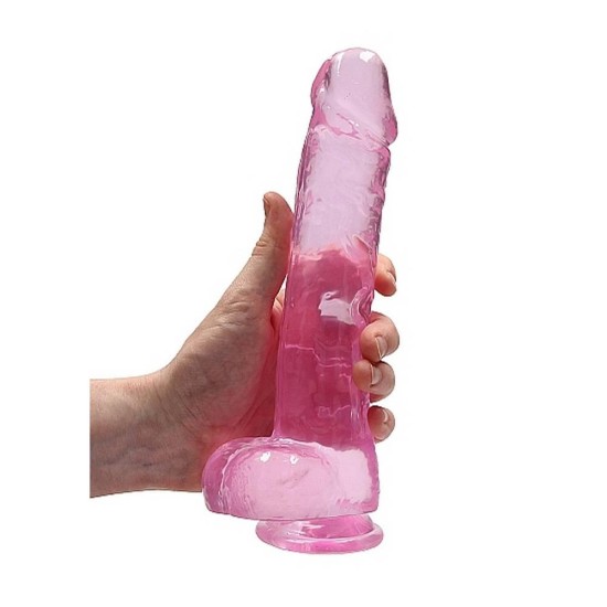 Μαλακό Ρεαλιστικό Πέος - Crystal Clear Realistic Dildo With Balls Pink 22cm Sex Toys 