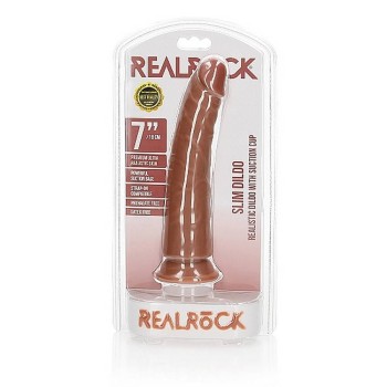 Slim Realistic Dildo With Suction Cup Brown 18cm