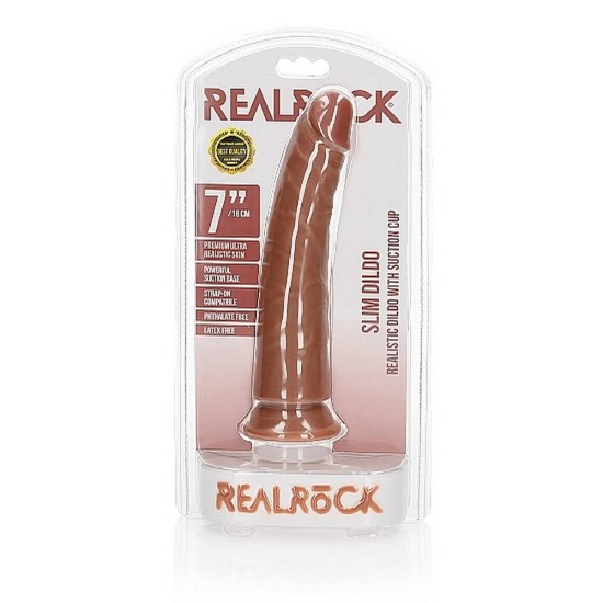 Slim Realistic Dildo With Suction Cup Brown 18cm Sex Toys