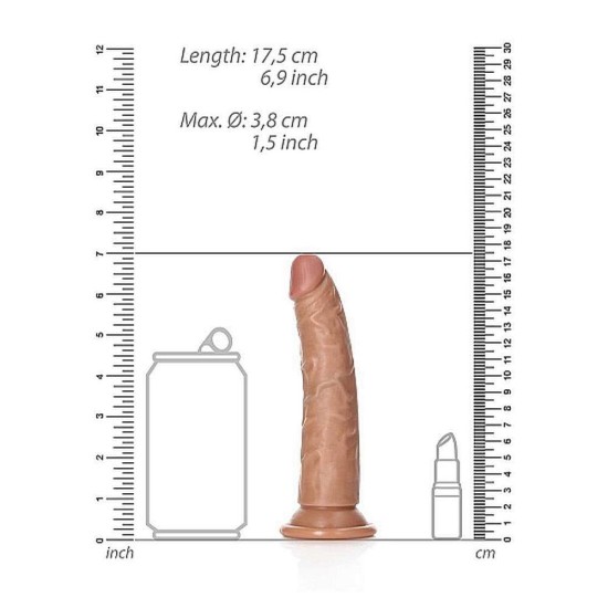 Κυρτό Ρεαλιστικό Πέος - Slim Realistic Dildo With Suction Cup Brown 16cm Sex Toys 